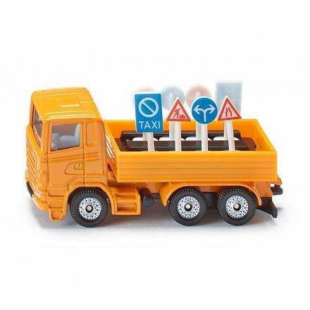 Металлический грузовик с дорожными знаками, 1:87 